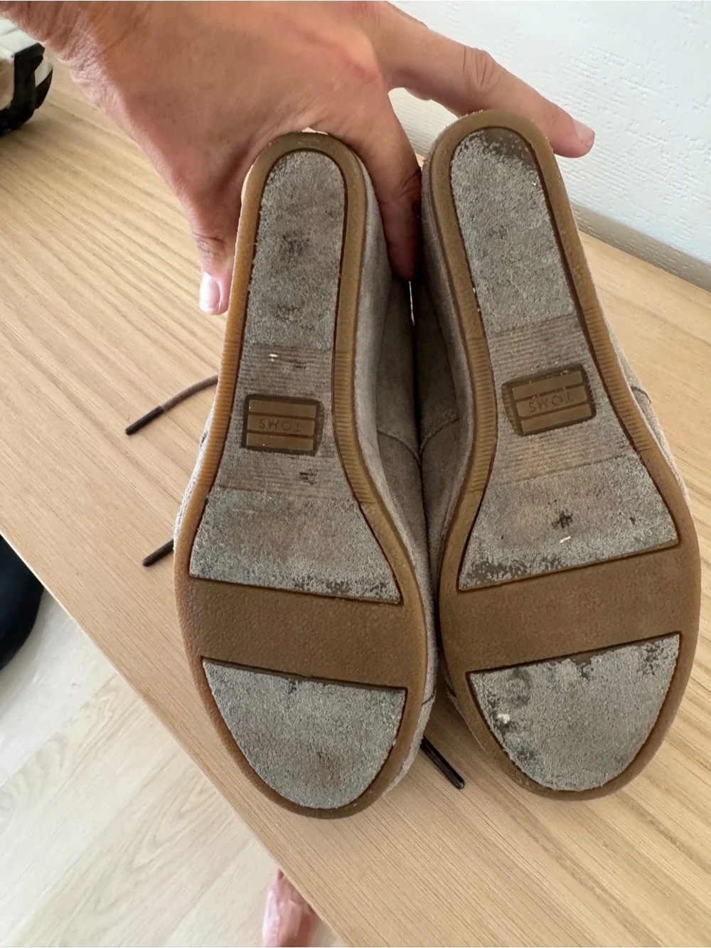 Tom’s Suede Lace Up Wedge Ankle Booties